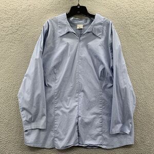 JUNONIA Blouse Womens 3X Top Long Sleeve Blue Full Zip